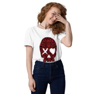 camiseta unisex calavera serpiente roja