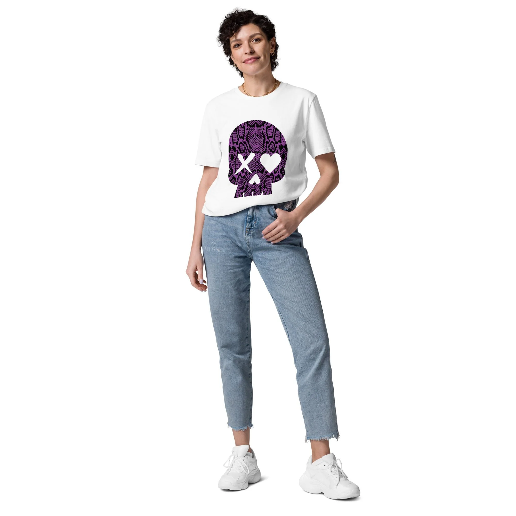 camiseta unisex calavera serpiente morada - Imagen 2
