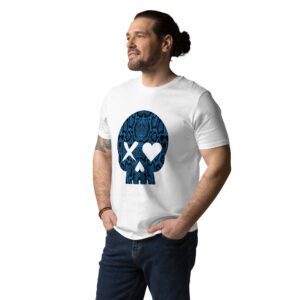 camiseta unisex calavera serpiente azul