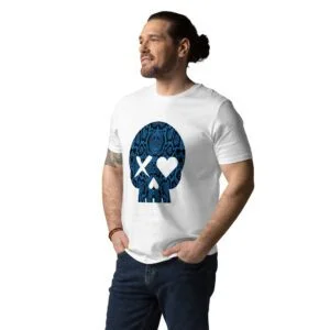 camiseta unisex calavera serpiente azul