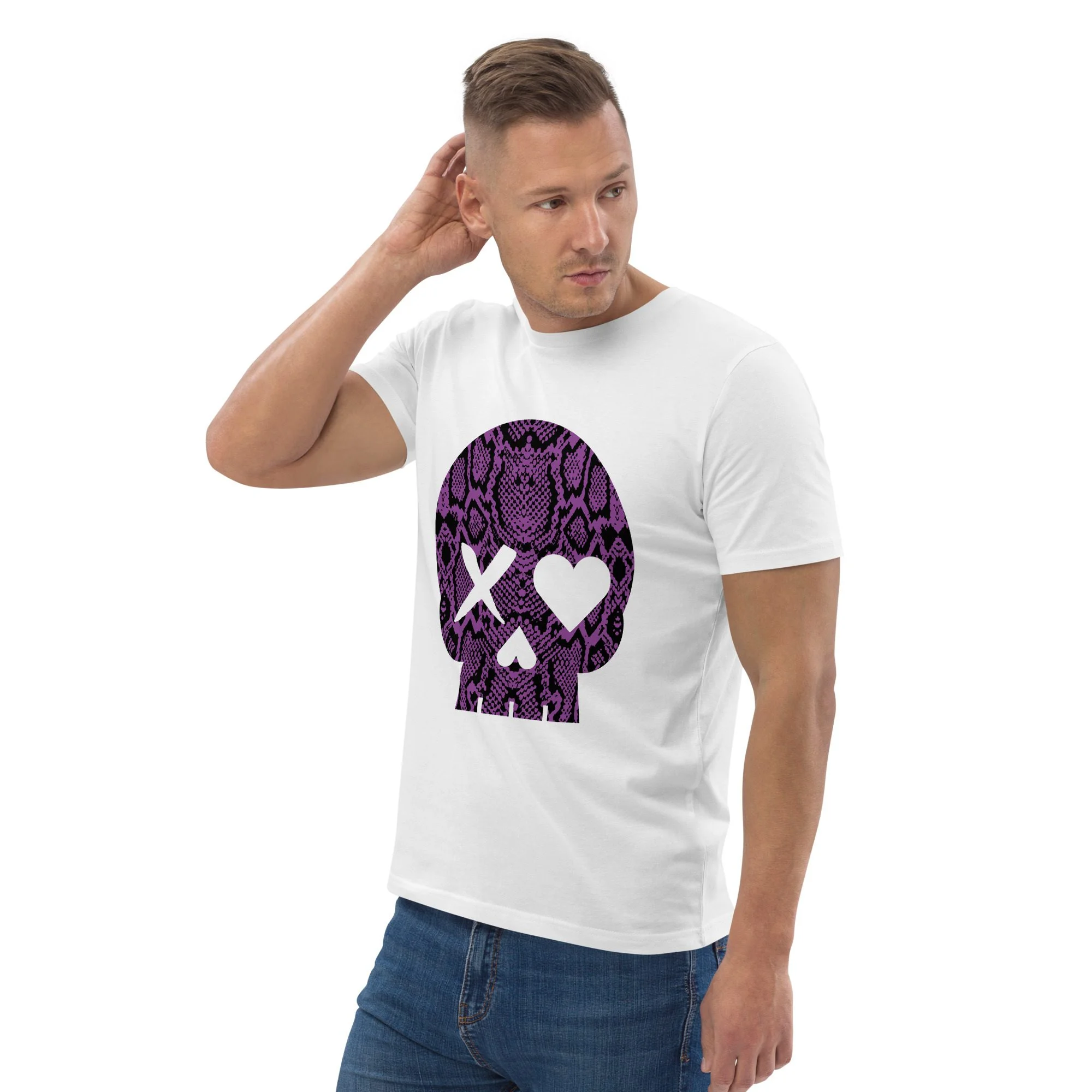 camiseta unisex calavera serpiente morada - Imagen 4